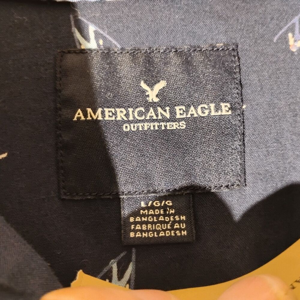 American Eagle shirt mens L LArge blue all over ski button long sleeve NWT - Picture 7 of 12